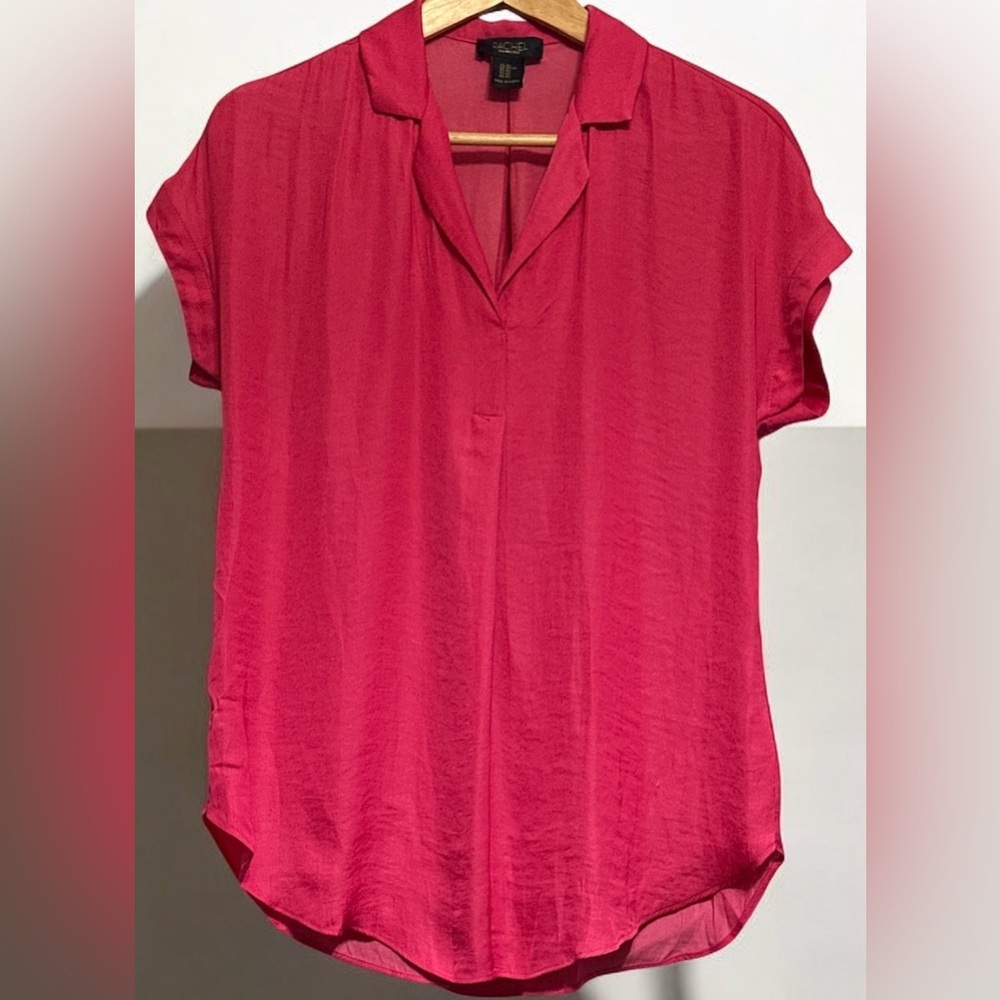 RACHEL ROY WOMAN HOT PINK/FUCHSIA V-NECK BLOUSE OVERSIZED XS